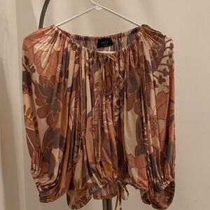 Vici Floral Blouse - Brown,tan,beige and gray.